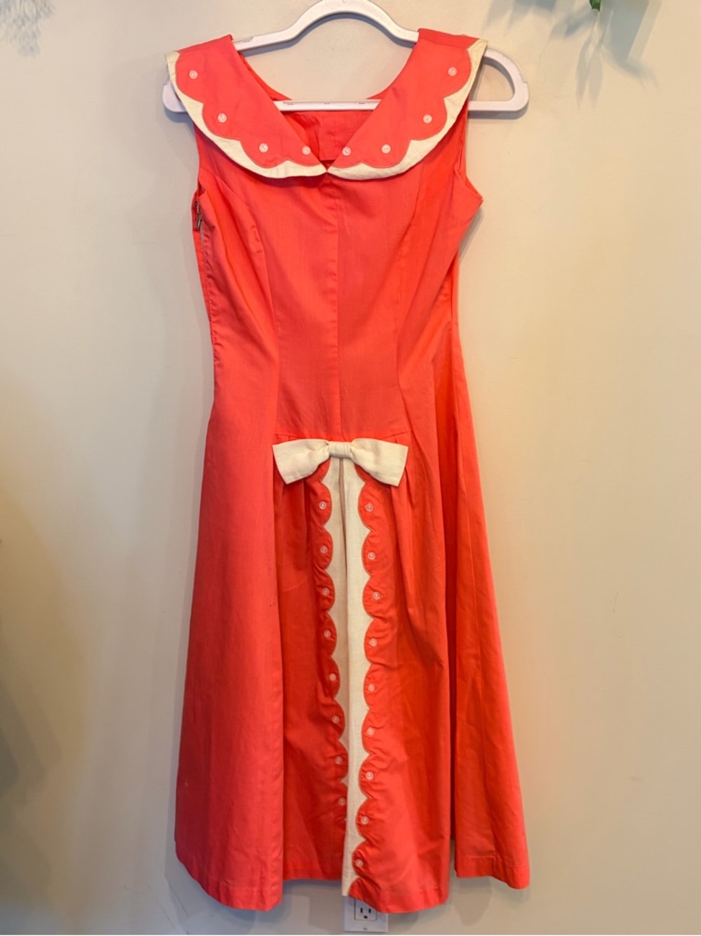 VICKY VAUGHN Vintage 50's  Pink Bow-Accent Sleeveless Dress